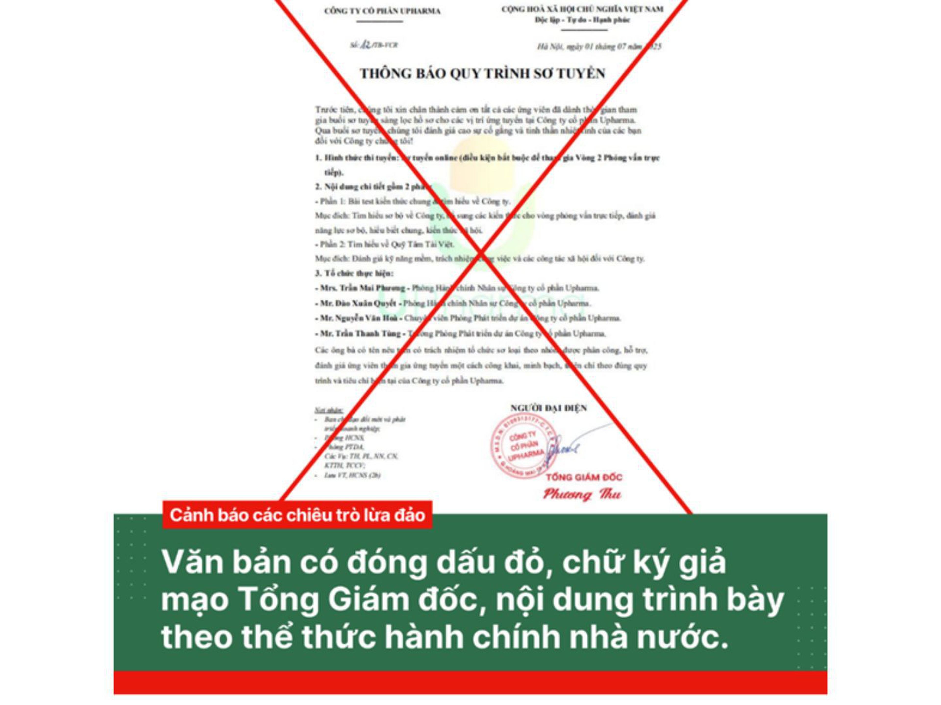 CẢNH GIÁC VỚI CHIÊU TRÒ LỪA ĐẢO MẠO DANH TUYỂN DỤNG UPHARMA: KHI “BẪY VIỆC LÀM” ẨN SAU NHỮNG CON DẤU GIẢ